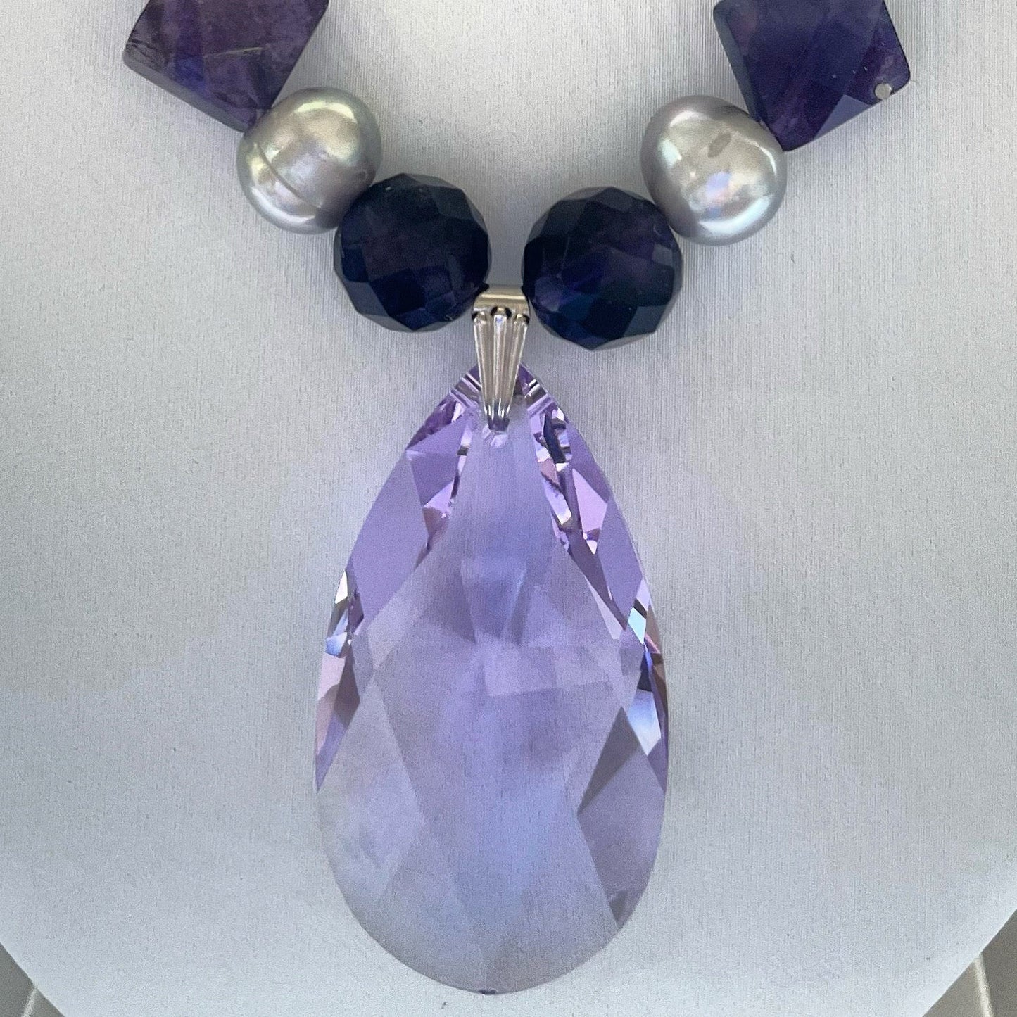 ✨✨✨Handmade #purple #grey shades beads #pearls necklace ! TokyoBegums