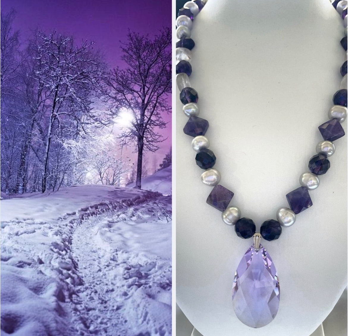 ✨✨✨Handmade #purple #grey shades beads #pearls necklace ! TokyoBegums