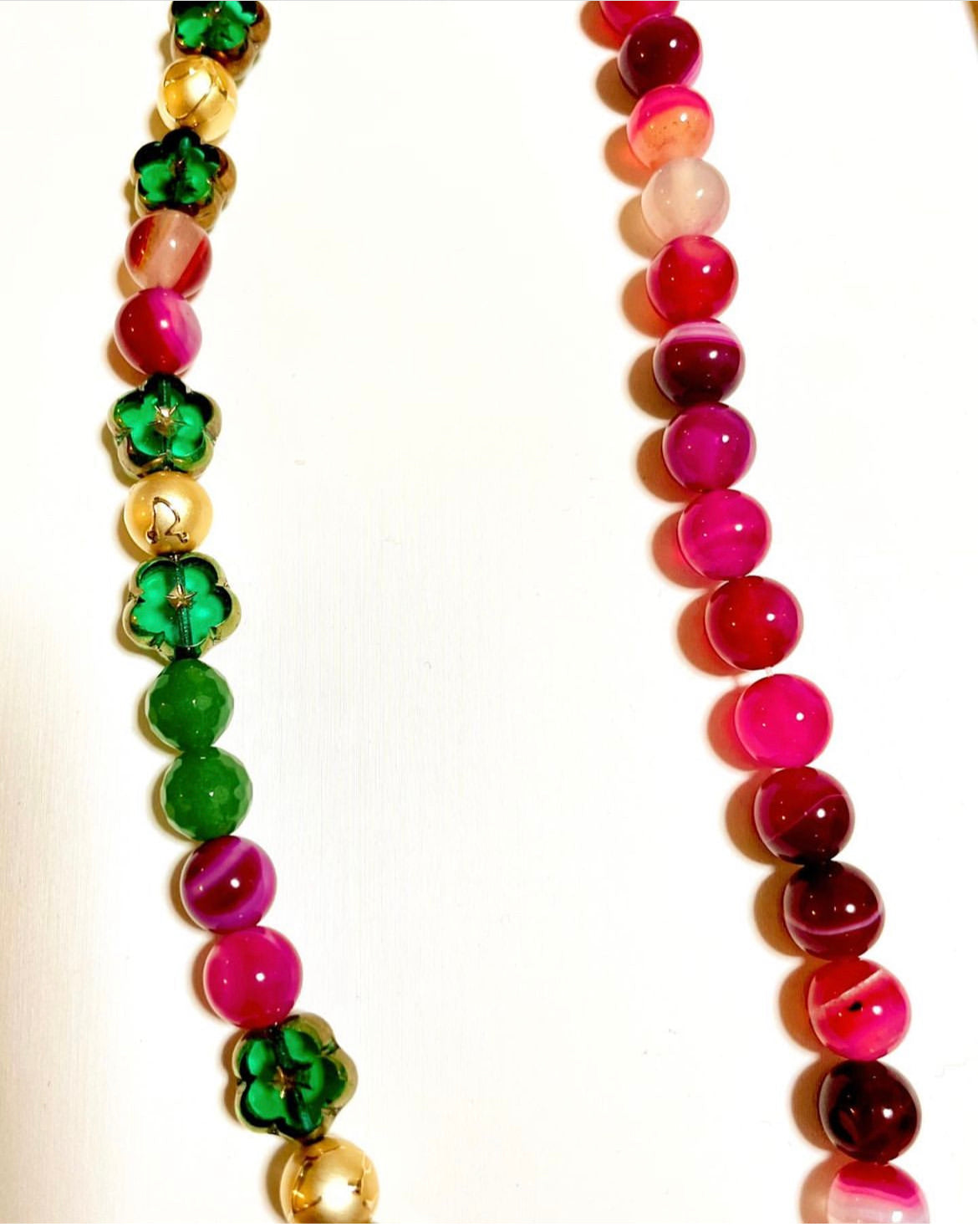 カラフルなビーズと宝石のネックレス ,colorful beads gemstones combination necklace TokyoBegums