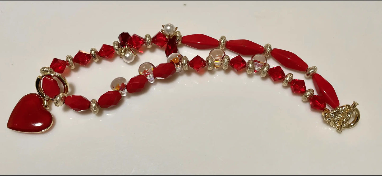 Gorgeous red handmade beaded bracelet TokyoBegums