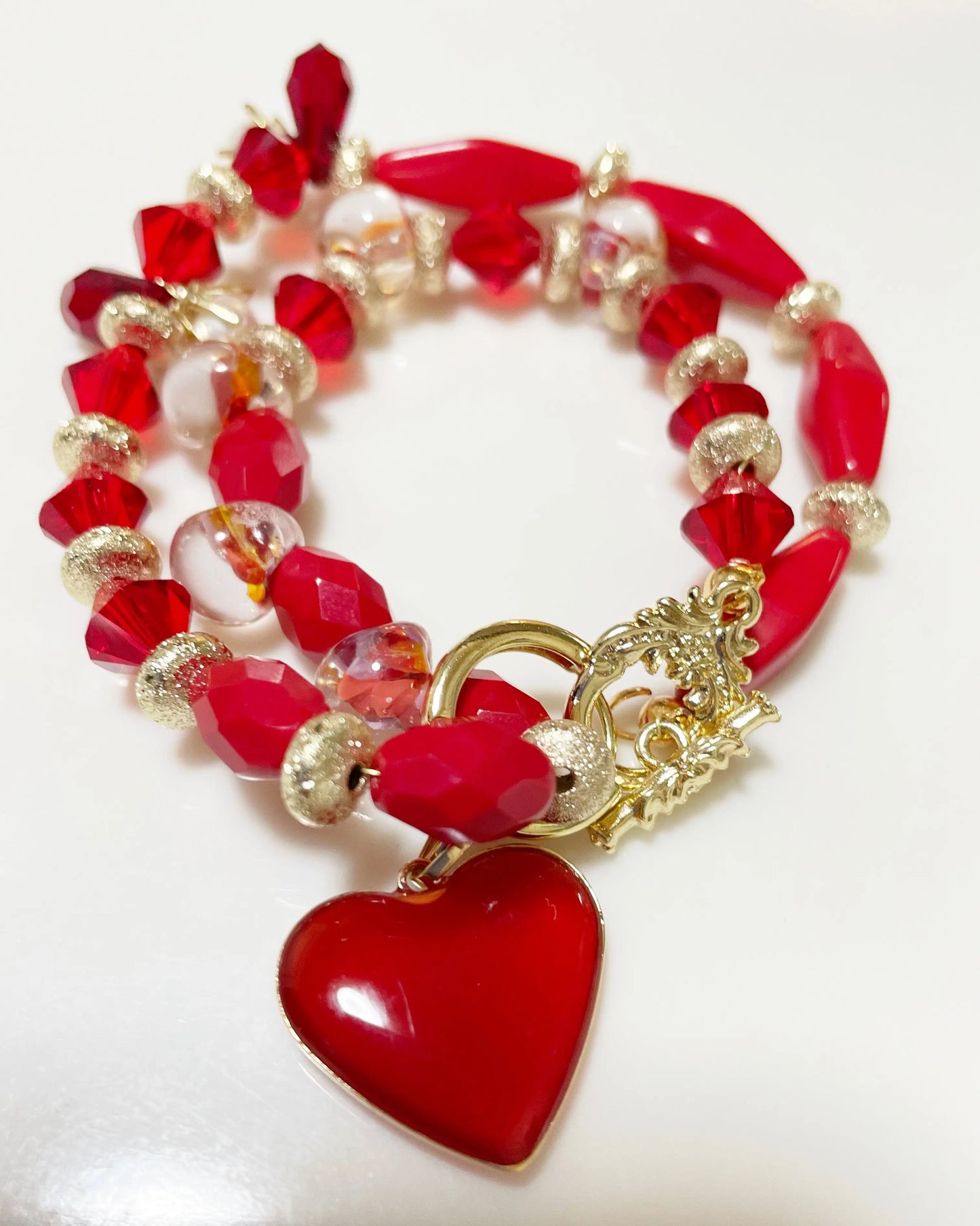 Gorgeous red handmade beaded bracelet TokyoBegums