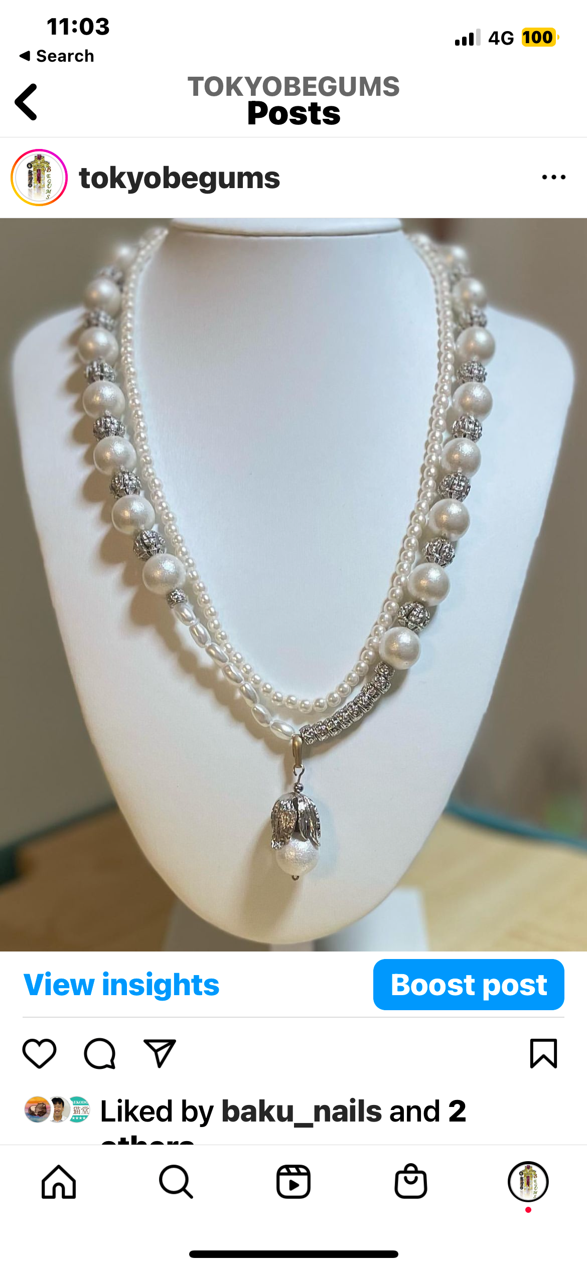 Resin Pearl necklace with lotus pendant TokyoBegums