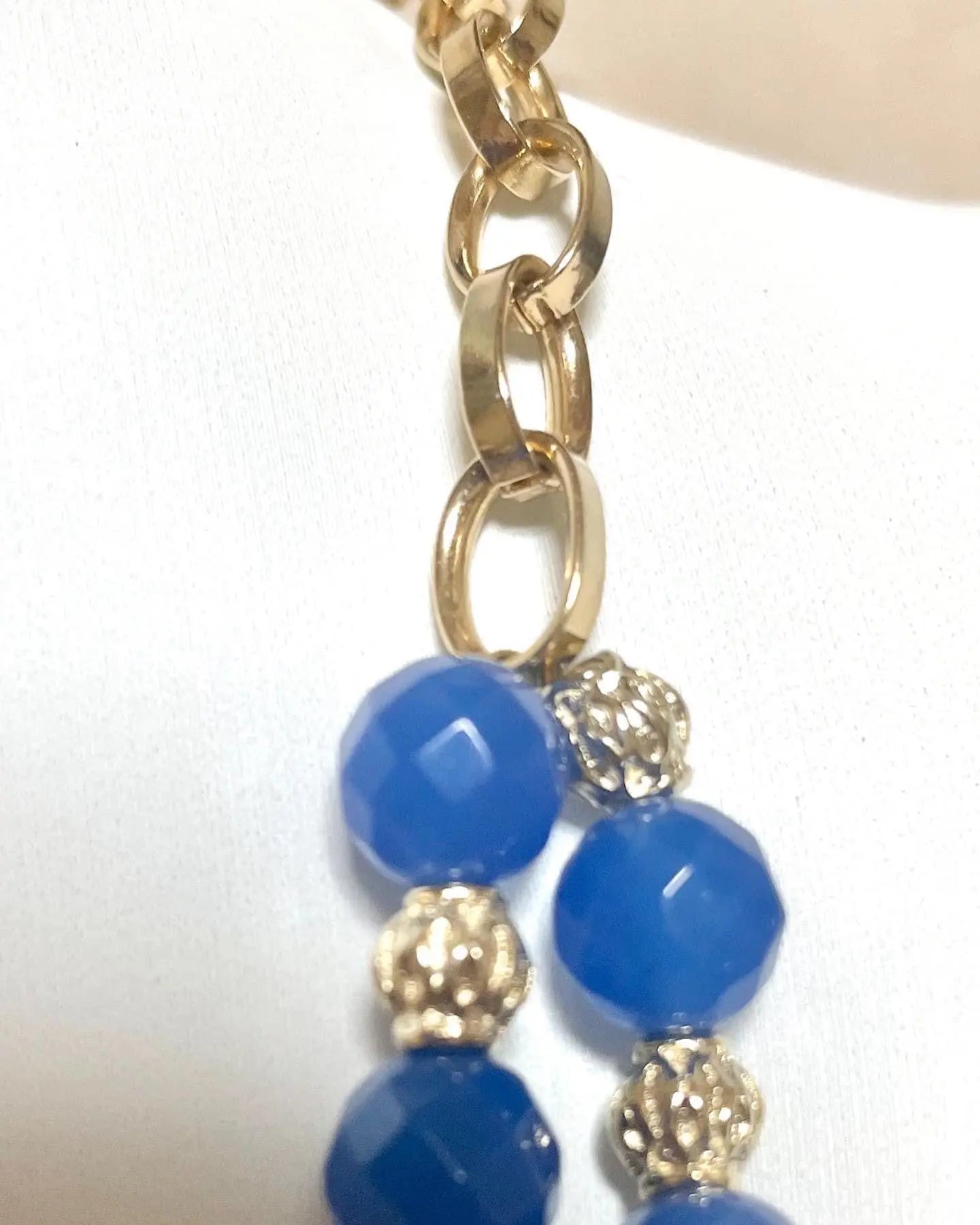 Blue and gold color beaded necklace TokyoBegums