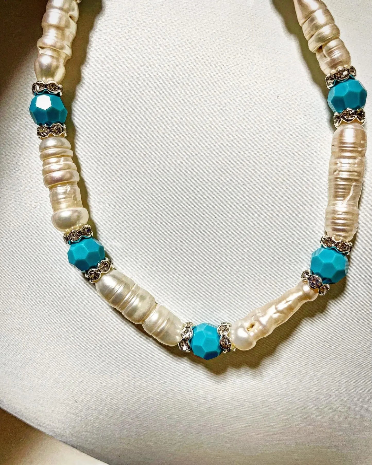 Fresh water pearls and turquoise beads TokyoBegums