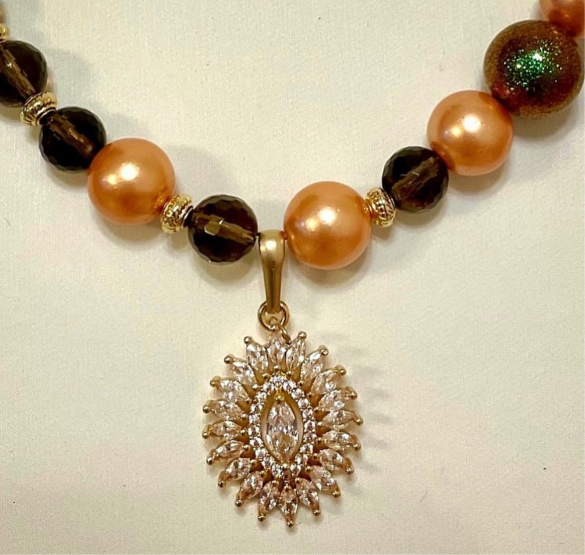 handmade fashion beads pearls #necklace - brown gold color TokyoBegums