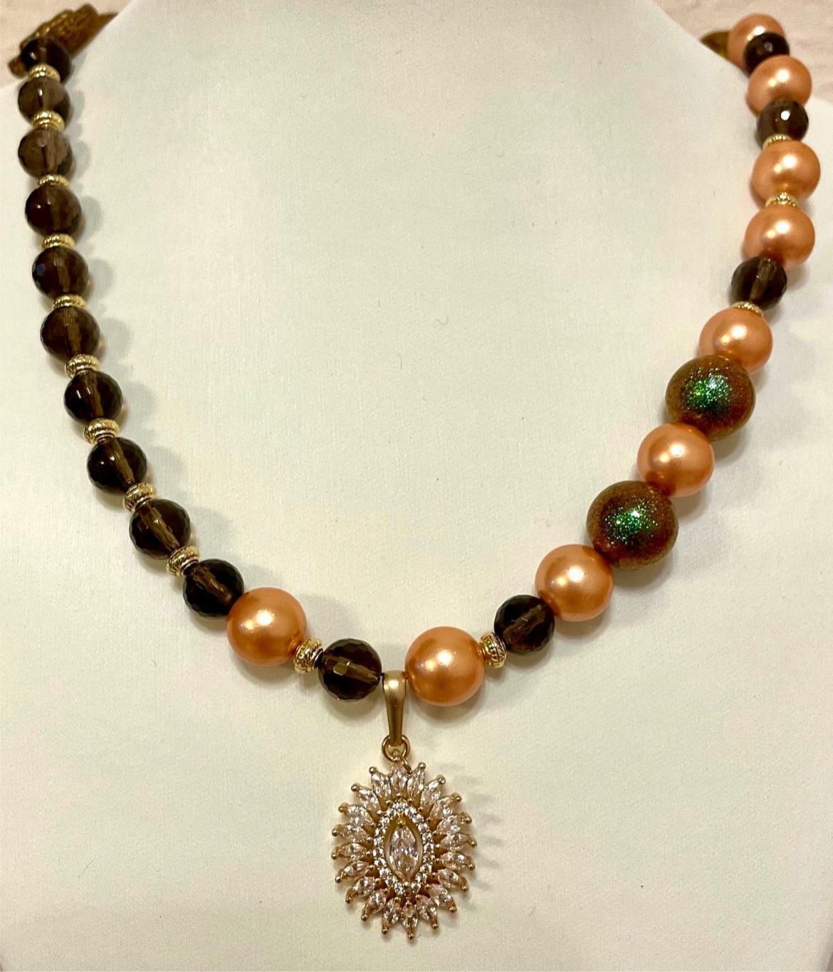 handmade fashion beads pearls #necklace - brown gold color TokyoBegums