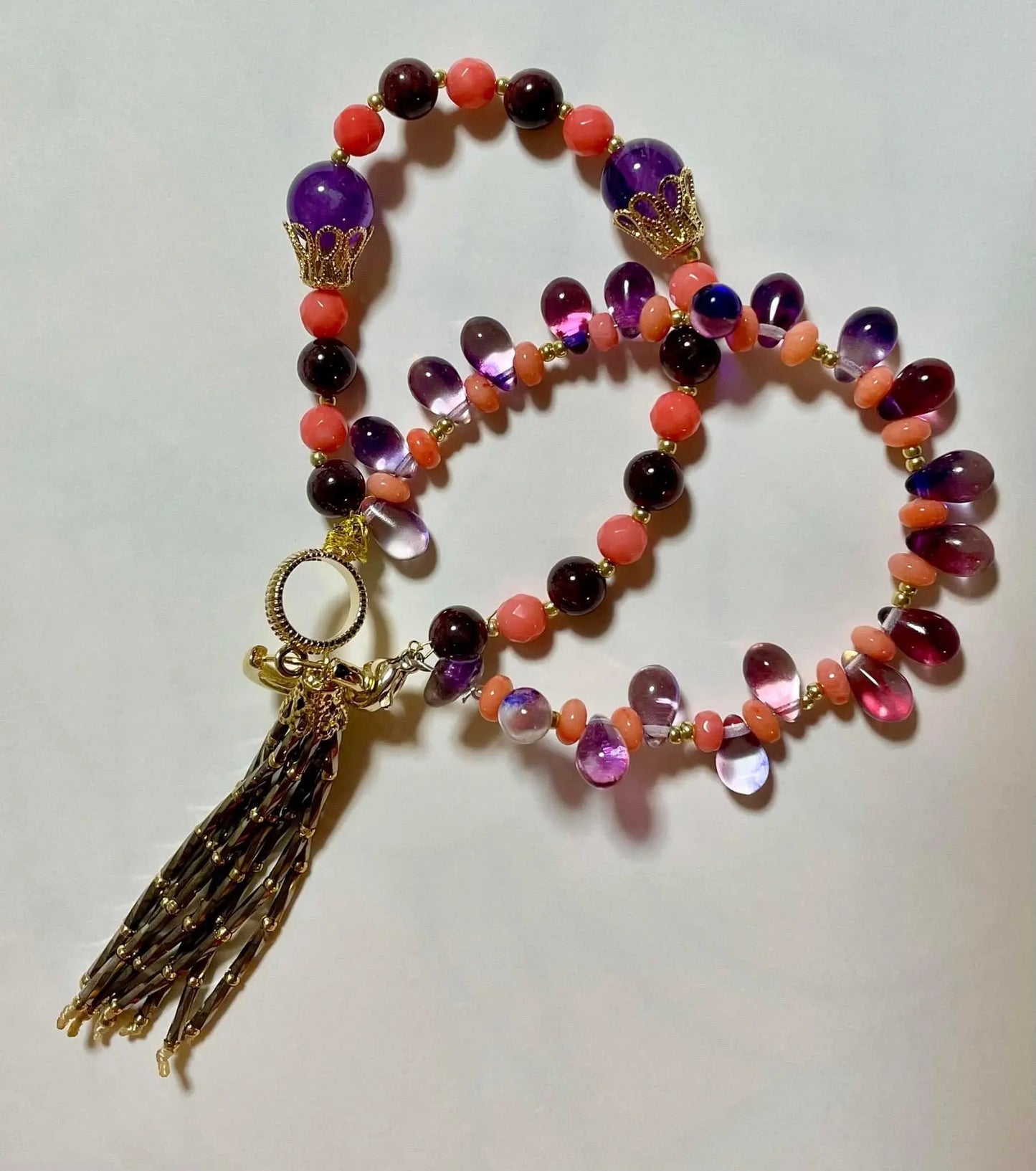 Peach/purple gold color beads bracelet TokyoBegums