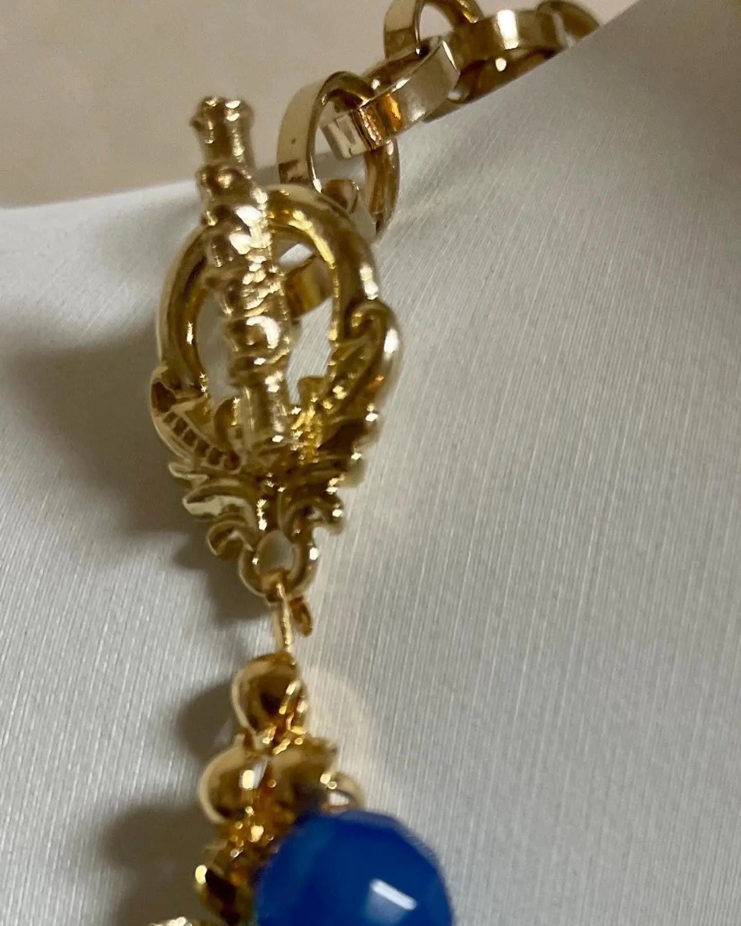 Blue and gold color beaded necklace TokyoBegums