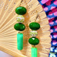 Green gemstones hoops, earrings 緑の宝石ピアス TokyoBegums