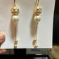 White cotton Pearl earrings with gold color frame TokyoBegums