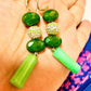 Green gemstones hoops, earrings 緑の宝石ピアス TokyoBegums