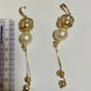 White cotton Pearl earrings with gold color frame TokyoBegums