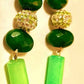 Green gemstones hoops, earrings 緑の宝石ピアス TokyoBegums