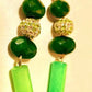 Green gemstones hoops, earrings 緑の宝石ピアス TokyoBegums