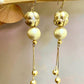 White cotton Pearl earrings with gold color frame TokyoBegums