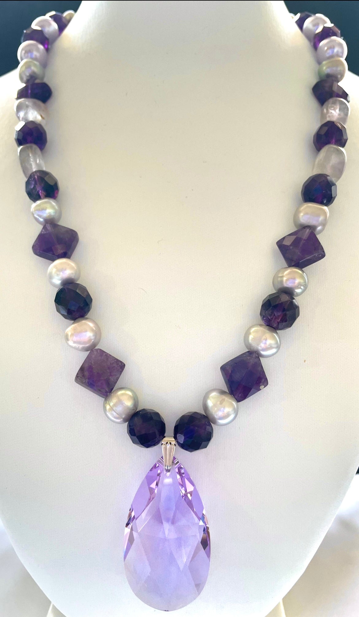 ✨✨✨Handmade #purple #grey shades beads #pearls necklace !