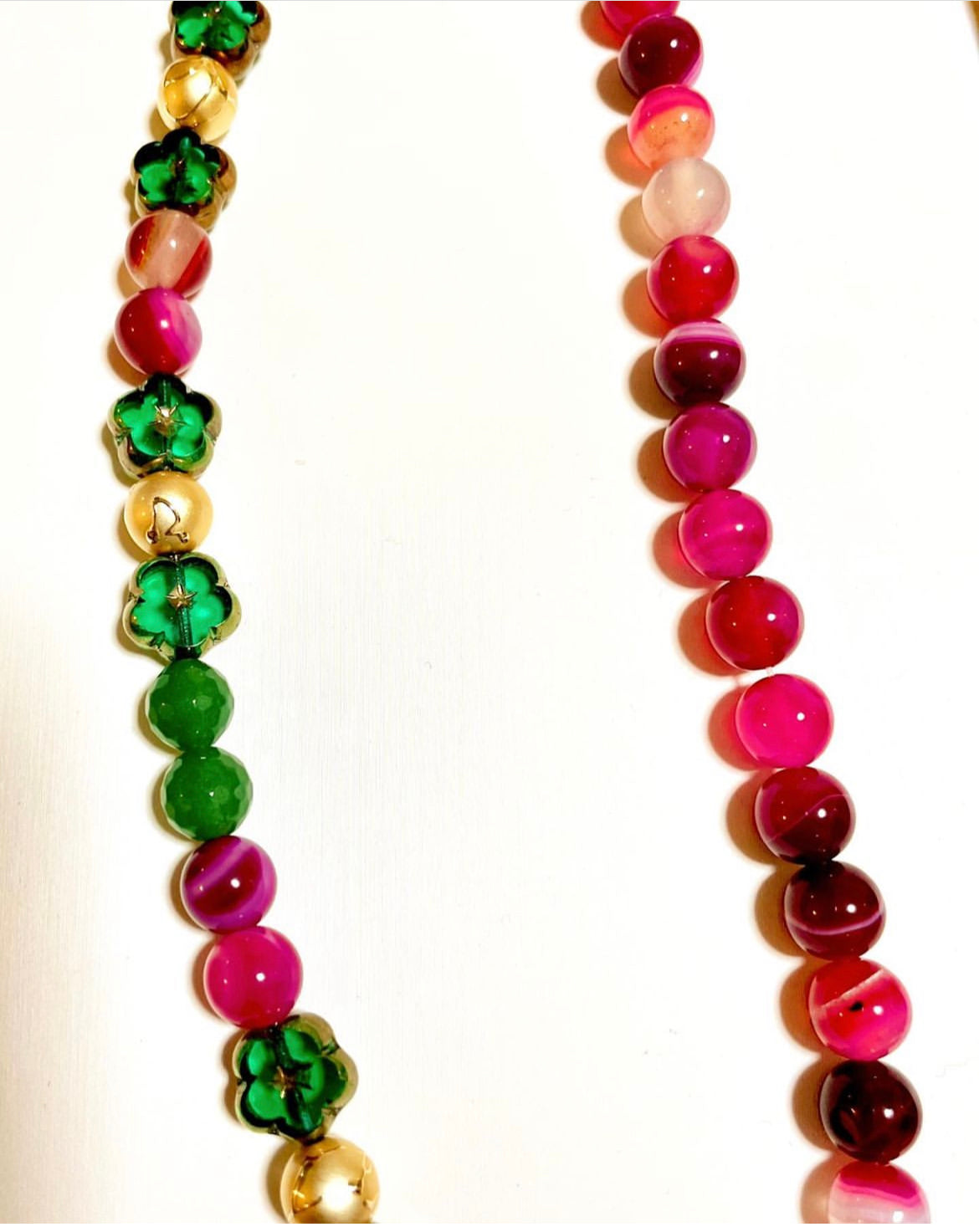 カラフルなビーズと宝石のネックレス ,colorful beads gemstones combination necklace