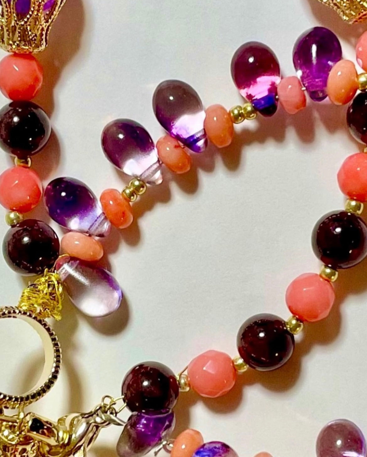 Peach/purple gold color beads bracelet