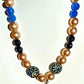 Blue and gold pearls beads necklace with pendant TokyoBegums