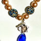 Blue and gold pearls beads necklace with pendant TokyoBegums