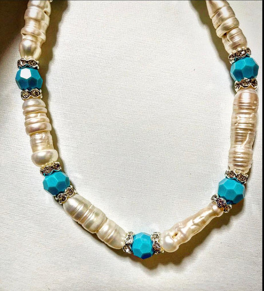 Fresh water pearls and turquoise beads