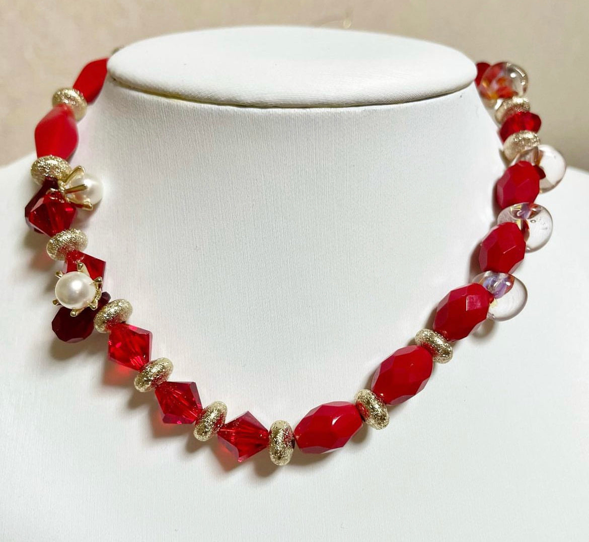 Gorgeous red handmade  beaded bracelet
