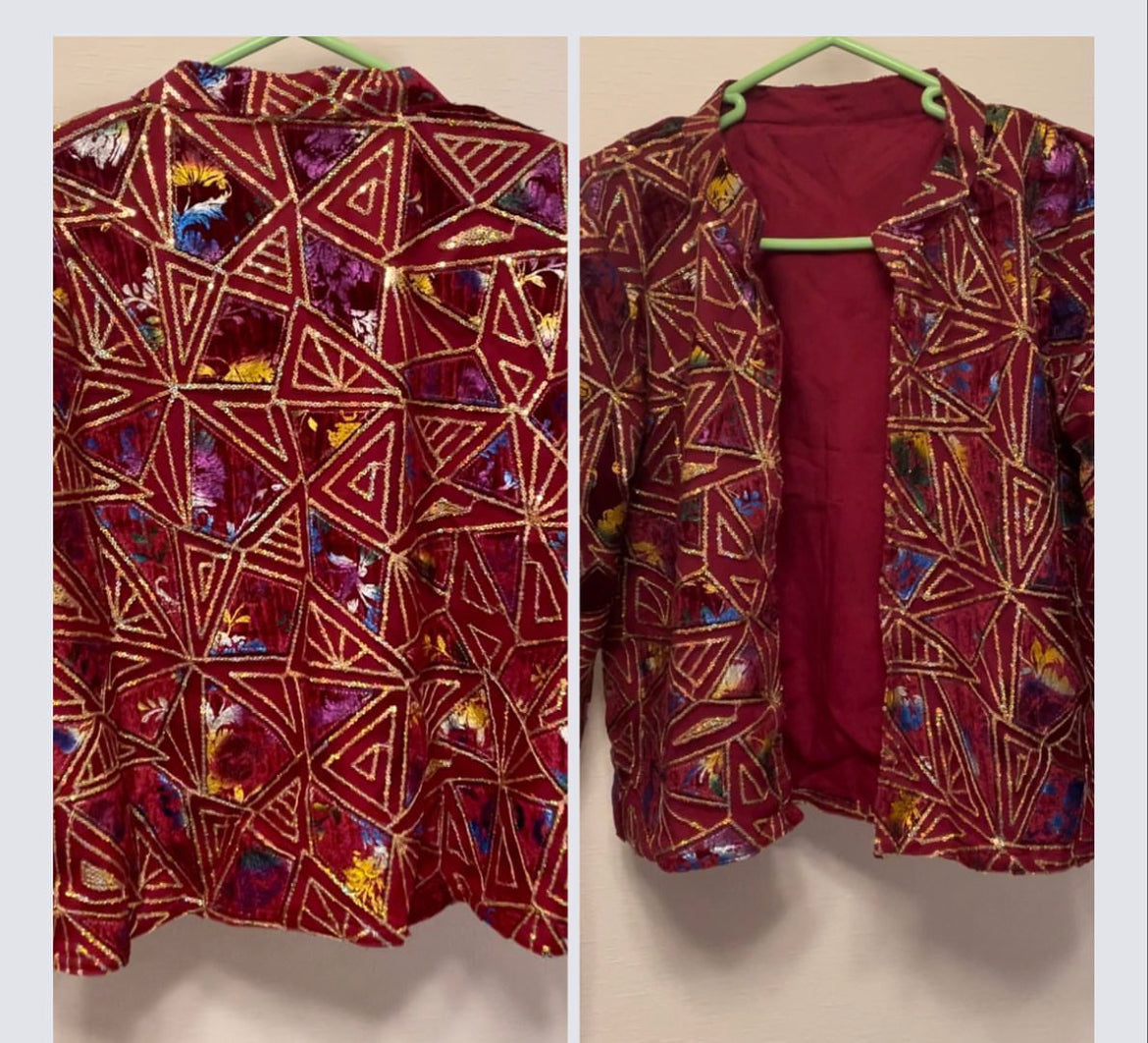 Colorful Print Open Front jacket