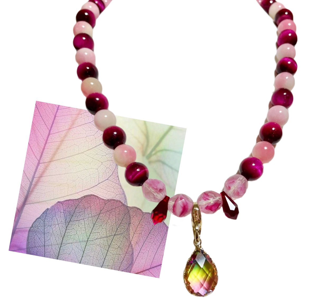 Rose kissed beads necklace