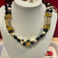 Handmade fashion black/yellow beads pearls necklace with pendant TokyoBegums